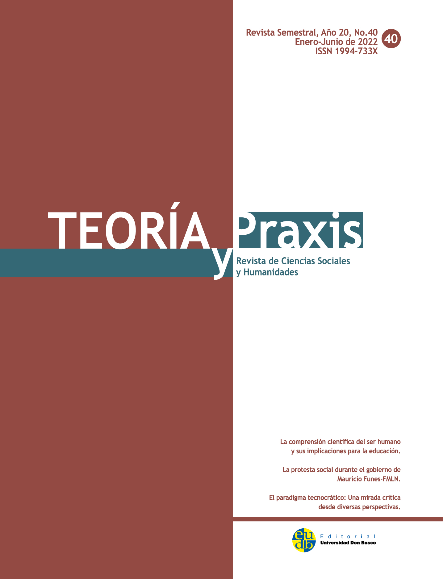 Editorial Universidad Don Bosco Revistas Teoría Y Praxis 40 