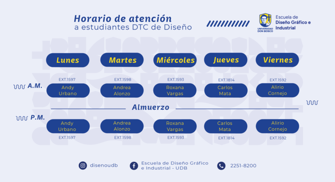Horario de atención a estudiantes de Diseño
