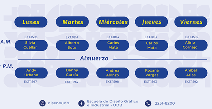Horario de atención a estudiantes de Diseño