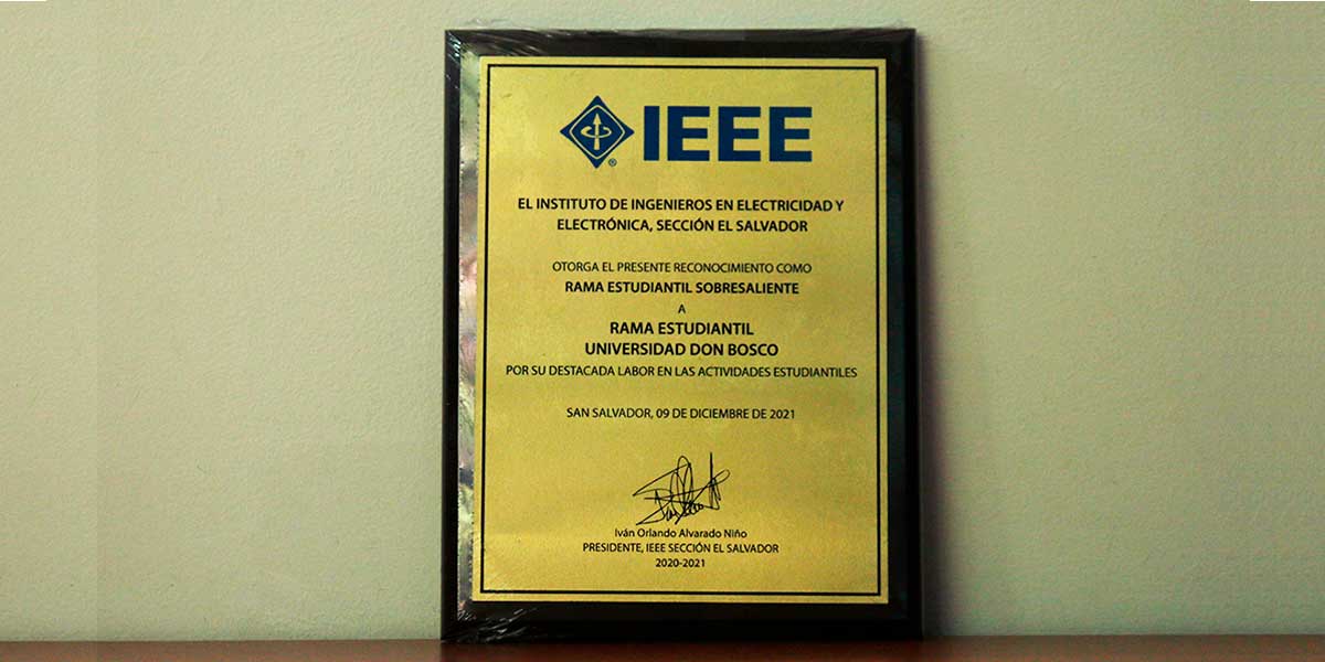 Rama Estudiantil IEEE UDB fue reconocida como Rama Sobresaliente del año 2021 