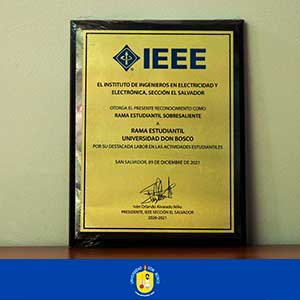 Rama Estudiantil IEEE UDB fue reconocida como Rama Sobresaliente del año 2021 