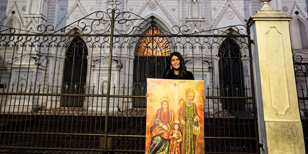 Estudiante de la UDB creó  pinturas para la Catedral de Santa Ana 