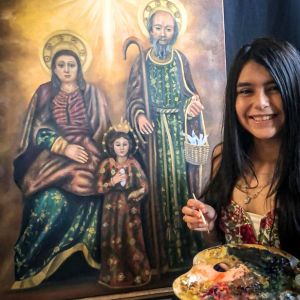 Estudiante de la UDB creó  pinturas para la Catedral de Santa Ana 