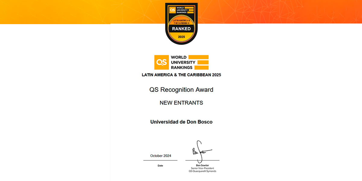 Universidad Don Bosco reconocida mundialmente por su calidad académica y excelencia institucional 
